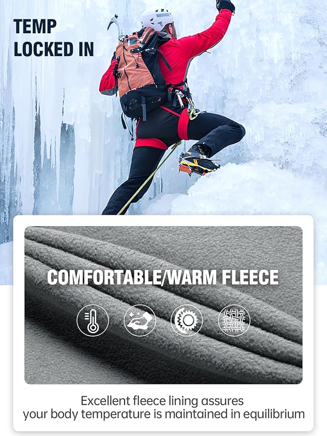 FREE SOLDIER Men's Outdoor Softshell Fleece Lined Cargo Pants Snow Ski Hiking Pants with Belt
