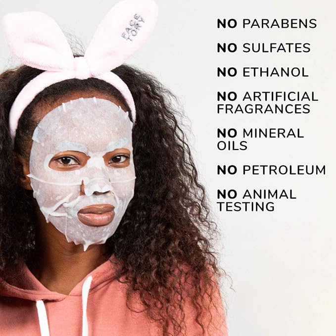FACETORY K Beauty Face Mask Skin Care - Everyday JASMINE Moisturizing Sheet Mask | Plant-Based with Jasmine Infusion (10 Pack)