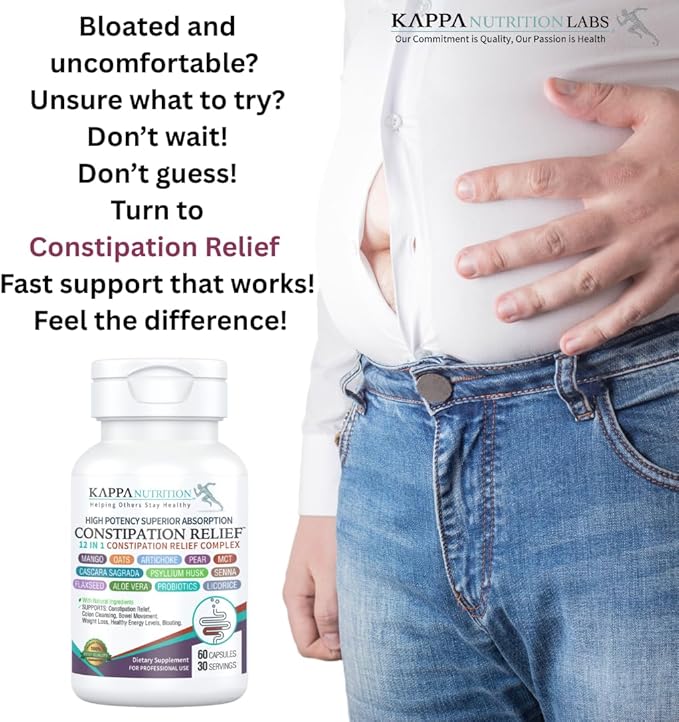 Constipation Relief & Advanced Gut Cleanse Detox for Women and Men – with Cascara Sagrada, Psyllium Husk, Senna Leaf & Probiotics – Non-GMO Colon Cleanse – 60 Capsules – Take 1–2 Daily