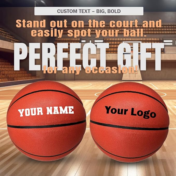 HAMMET Personalized Basketball – Customized Basketball with Your Name or Text – Multiple Colors, Fonts & Designs Available – Durable for Indoor and Outdoor - Ideal Gift for Son, Daughter, Boy or Girl