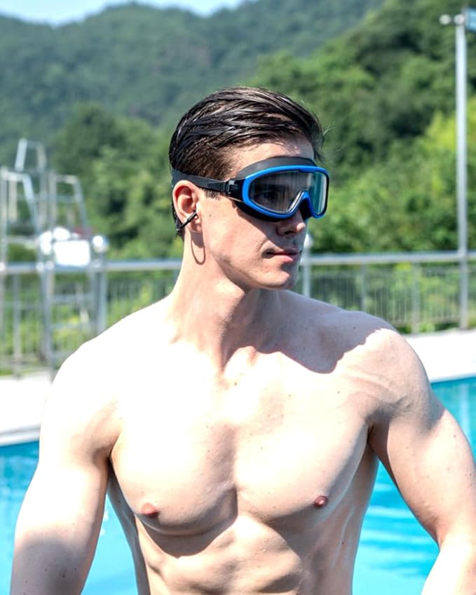 Adult Swimming Goggles,Leak-Proof,Anti-Fog Pool Glasses,Wide View Swim Goggles with Ear Plugs and Nose Clip