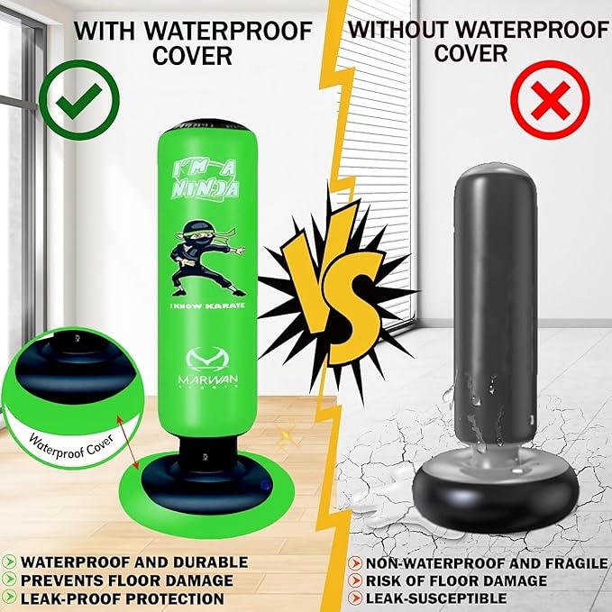 Durable Inflatable Kids Punching Bag for Karate and Boxing – Bounce-Back Martial Arts Bag for Boys and Girls, Great Birthday Gift to Relieve Energy and Build Skills for Boys Ages 4-12