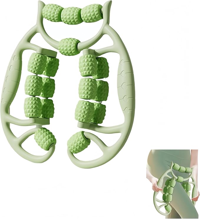 Deep Tissue Massage Roller for Legs Leg Massager Roller Thigh Massager PP 18-Wheel 9.45x10.24x4.33in Pink/Green for Home Fitness Muscle Recovery Men Women (18Wheels,Green)