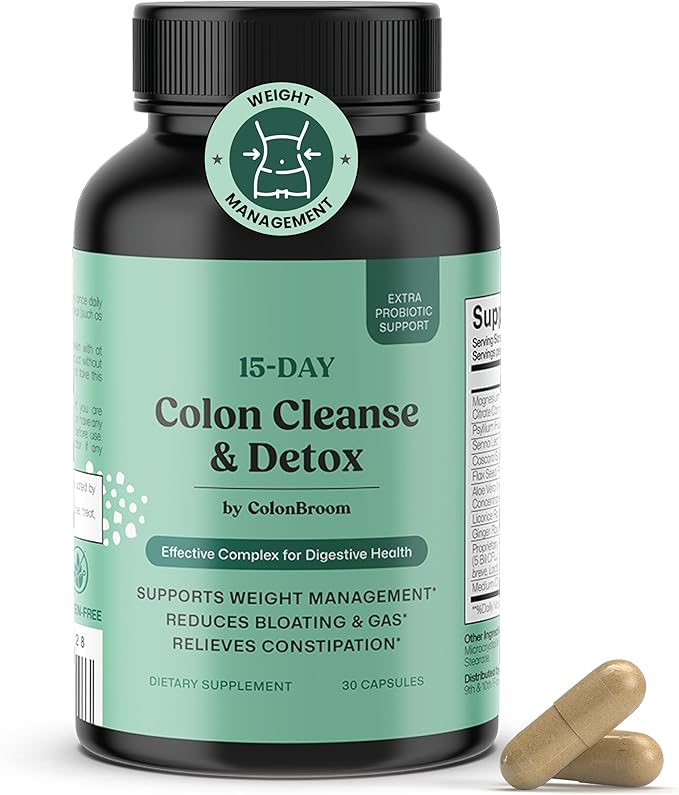 ColonBroom 15 Day Colon Cleanse & Detox Cleanse for Weight Loss with Probiotics & Magnesium to Support Digestion, Reduce Bloating & Boost Metabolism - Gentle & Effective Gut Detox for Women