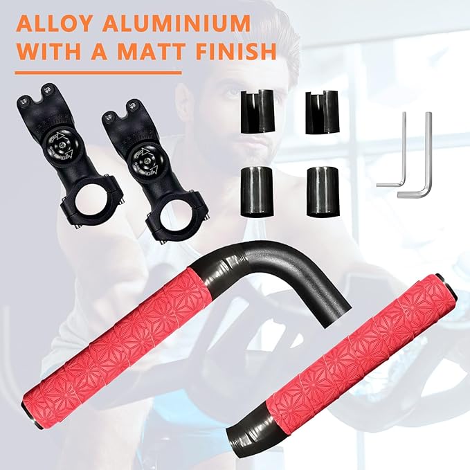 Handlebar Extender for Peloton Indoor Exercise Bikes, 1 Pair of Ultimate Handlebar Extension of Peloton Accessories (Bull-horn (with Red Tapes))