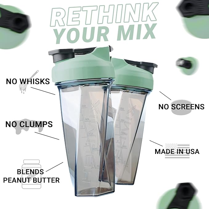 HELIMIX 2.0 Vortex Blender Shaker Bottle Holds upto 28oz | No Blending Ball or Whisk | USA Made | Portable Pre Workout Whey Protein Drink Shaker Cup | Mixes Cocktails Smoothies Shakes | Top Rack Safe