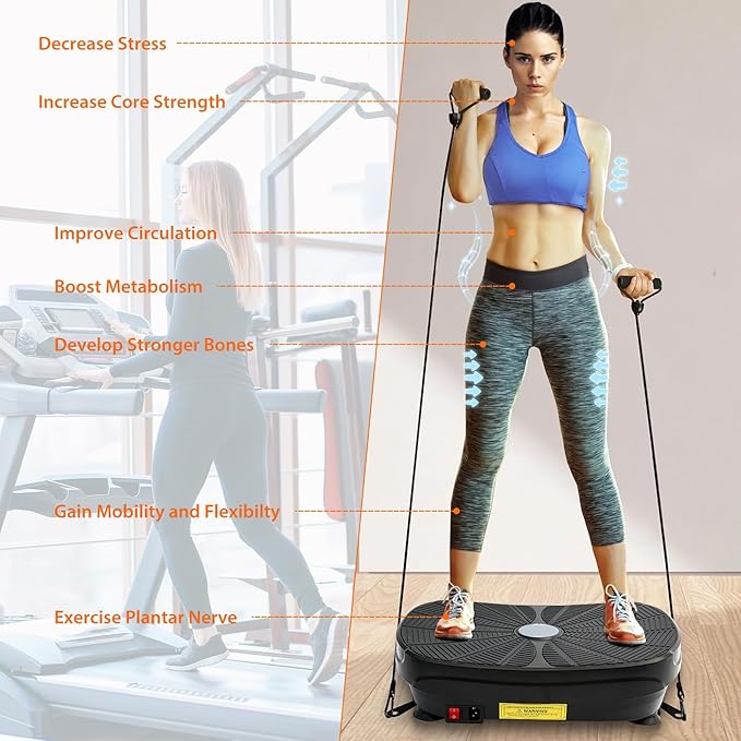 ALSO GO Vibration Plate Exercise Machine, Vibration Platform Machine for Lymphatic Drainage, 9 Preset Auto Mode & 99-Level Board for Weight Loss Shaping, with Resistance Bands, 330lbs Capacity