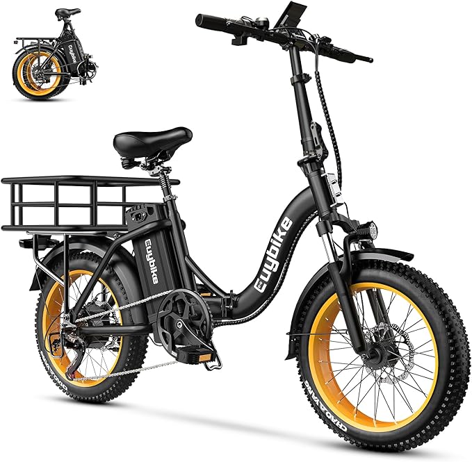 Foldable Electric Bike for Adults, Peak 1000W Brushless Motor 30MPH 70Miles City Commuter Ebike, 48V 20AH Lithium Battery, 20" Fat Tire 7-Speed E-Bicycle with Front Suspension Colourful LCD Display
