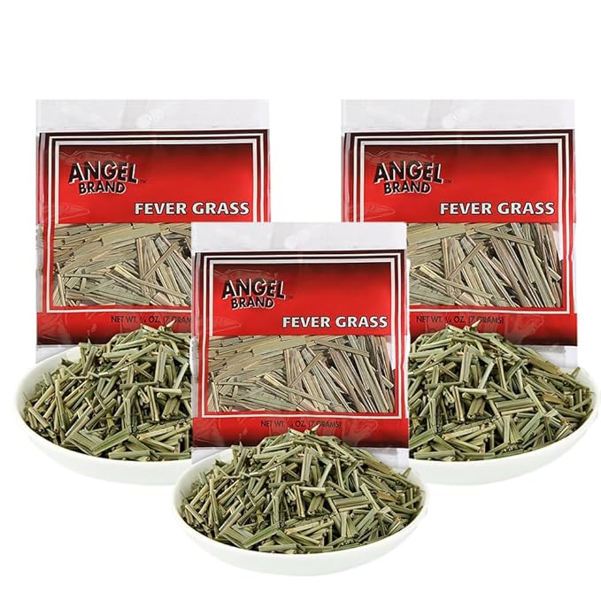 Angel Brand Fever Grass Tea Jamaican – 0.25 oz Pouch Pack of 3 – Dried Lemongrass Leaves for Herbal Tea and Infusions.