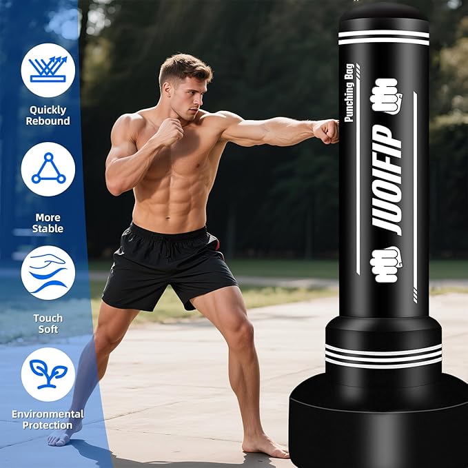 Freestanding Punching Bag with Stand, Men Standing Kickboxing Bag, Heavy Boxing for Adult Teens, Suitable for MMA Dummy Karate Home Gym Training Equipment （Excludes Gloves and Pumps）