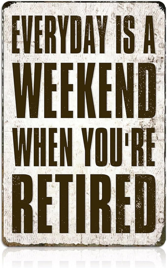 Funny Retirement Sign, Retired Gifts for Men - Happy Retirement Party Decorations for Women, Vintage Retirees Patio Metal Tin Signs Yard Door Frame Decor 8x12 Inch