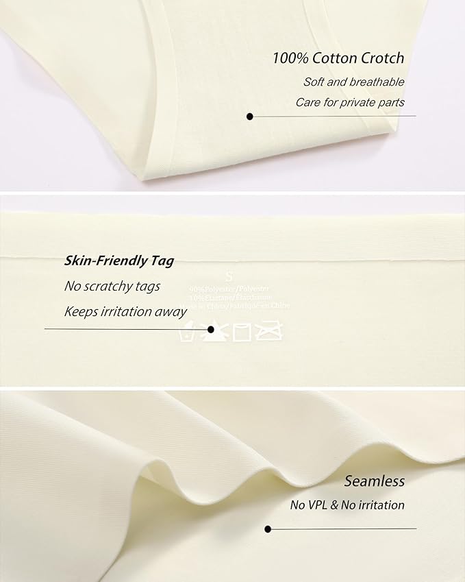 FINETOO 6 Pack Women’s Seamless Hipster Underwear No Show Panties Invisibles Briefs Soft Stretch Bikini Underwears XS-XL