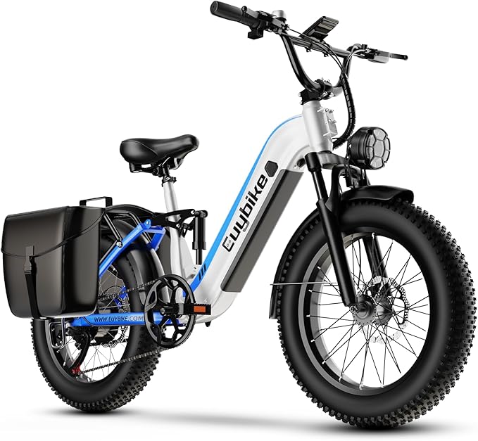 Electric Bike for Adults 1400W Peak, 48V 20AH(960WH) Removable Battery, 20"x4" Fat Tire Full Suspension 80 Miles Range Step-Thru 30+MPH Hunting Ebike, 7-Speed Dual Brakes Electric Bicycle