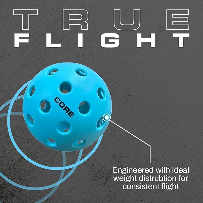 CORE Pickleball Balls for Professionals and All Levels of Play - Set of 4-50 Balls with 40 Holes - Durable & Seamless Design - Premium Outdoor Pickleball Balls, Polypropylene - USA Pickleball Approved