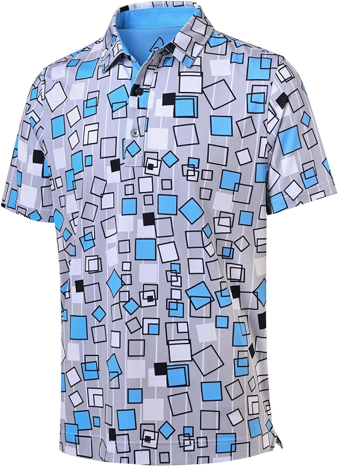 DEOLAX Mens Polo Shirts Fashion Print Mens Golf Shirt Dry Fit Mens Golf Polo Short Sleeve Quick Dry Funny Golf Shirt for Men