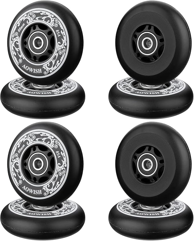 8-Pack Inline Skate Replacement Wheels 85A Outdoor Asphalt Formula Roller Blades Wheels Indoor Roller Blades Wheels with Bearings ABEC-9 & Floating Spacers