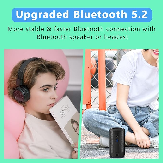 64GB MP3 Player with Bluetooth 5.2, AiMoonsa Music Player with Built-in HD Speaker, FM Radio, Voice Recorder, HiFi Sound, E-Book, Earphones Included