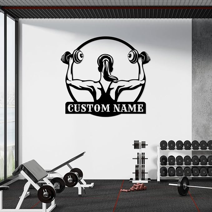 Customized Metal Gym Name Sign, Personalized Sports Room Wall Art,Metal Gym Sign,Unique Fitness Wall Sign, Gym Lovers Unique Gift, Gym Wall Art,Training Center Sign (Style-16)