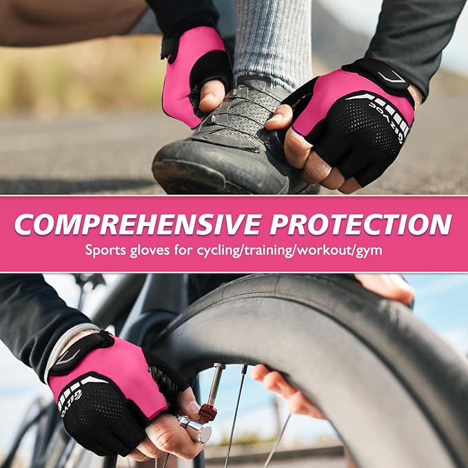 Cycling Gloves with Shock-Absorbing Pad, Extra Grip, Flexible Fit, Light Weight, Breathable for Men and Women Mountain Biking