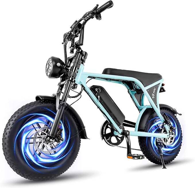 Electric Bike for Adults, Fat Tire EBike, 36V 10.4Ah Removable Battery, 500W Upgrade Motor, 20MPH Commuter Bike, V8 Mini Electric Bicycle for Mountains, Snow, Sand, Road