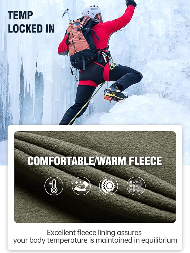 FREE SOLDIER Men's Outdoor Softshell Fleece Lined Cargo Pants Snow Ski Hiking Pants with Belt