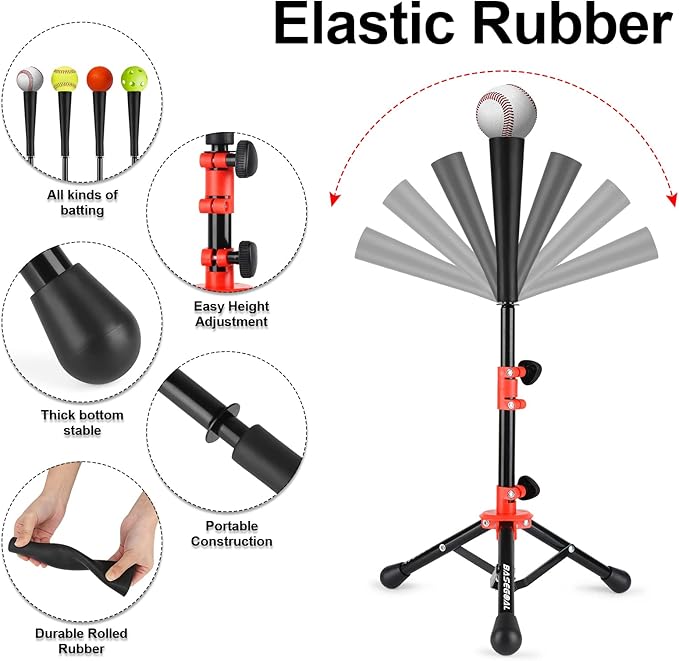 Baseball Tee for Kids,Youth Stand Set,Teeball Set,Youth Baseball,Softball Batting Tee Set,Easy Adjustable Height