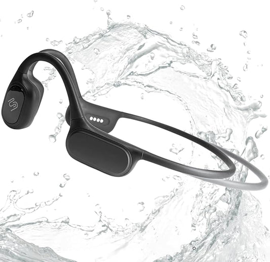 FlowMotion Versa Open-Ear Swimming Headphones Bluetooth Bone Conduction Headphones, 32GB MP3 Player, IP68 Waterproof, Secure Fit for Workouts, Running, Swimming, Cycling, Gym, Built-in Microphone