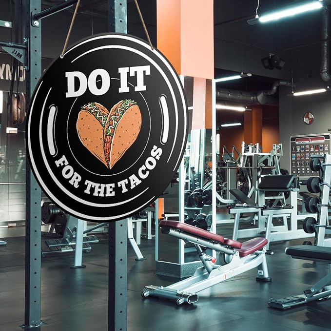 Gym Sign Decor, Home Gym Sign, Workout Room Fitness Room Decor Gym Sign Decoration, Gym Gift for Trainer Exercise Lover, Do It for The Tacos