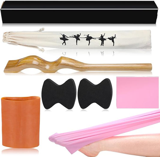Ballet Foot Stretcher Set Dance Stretching Equipment Pine Dance Feet Arch Enhancer with Elastic Stretch Band 2 Pads Leg Strap Carry Bag for Dancers Gymnastics Yoga Flexibility Workout