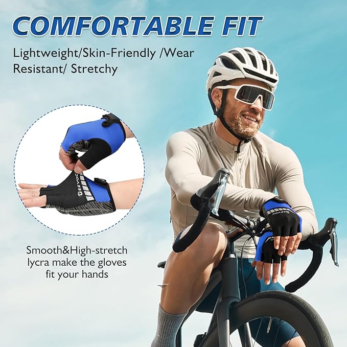Cycling Gloves with Shock-Absorbing Pad, Extra Grip, Flexible Fit, Light Weight, Breathable for Men and Women Mountain Biking