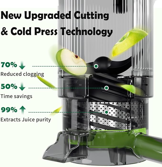 Cold Press Juicer, Juice Extractor Machine with 5.5" Extra Large Feed Chute, 300W Slow Masticating Juicer for Whole Vegetables and Fruits, 1.8L Auto-Feed Time-Saver, Easy to Clean