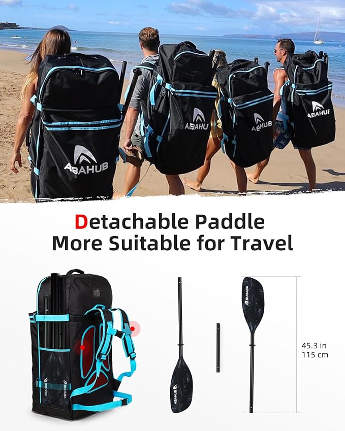 Abahub Adjustable Kayak Paddle 210-230 cm/ 230-250 cm Floating Kayaking Oars Boating Oars Canoeing Oars Black