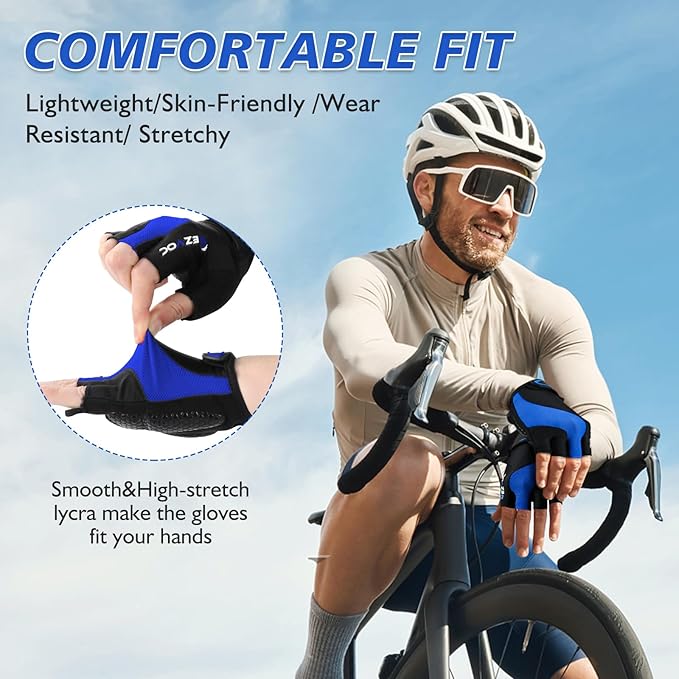 Cycling Gloves with Shock-Absorbing Pad, Extra Grip, Flexible Fit, Light Weight, Breathable for Men and Women Mountain Biking