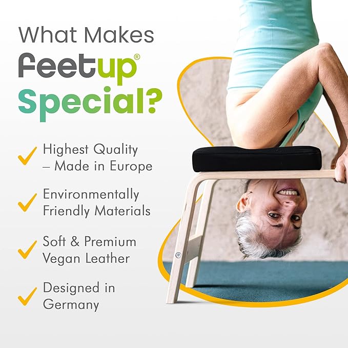 FeetUp - The Original Yoga Headstand Bench, Vegan Handstand Trainer Bench and Stand, Strength Training Inversion Equipment for Relaxation and Strength, Includes App & Starter Kit, #1 Worldwide