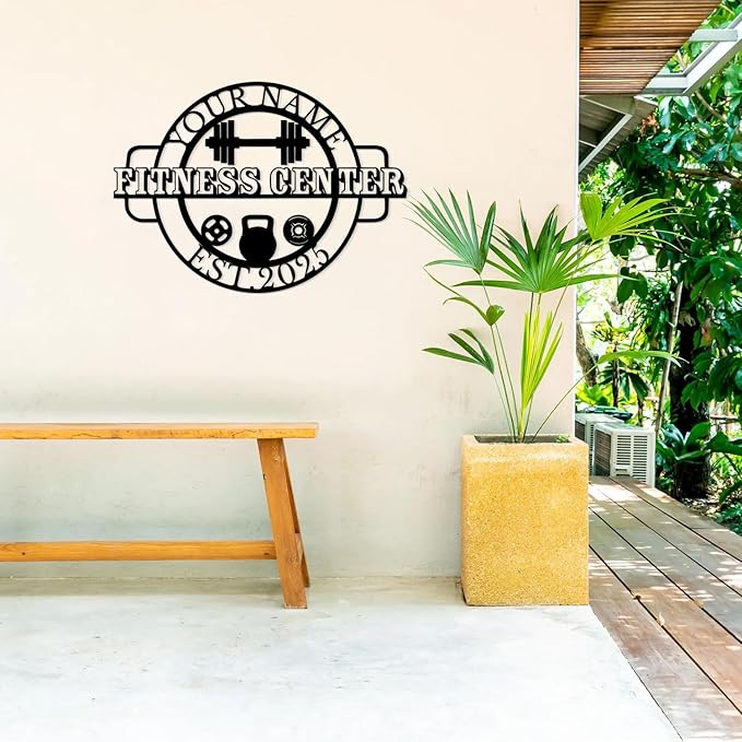 Customized Metal Gym Name Sign, Personalized Sports Room Wall Art,Metal Gym Sign,Unique Fitness Wall Sign, Gym Lovers Unique Gift, Gym Wall Art,Training Center Sign (Style-12)