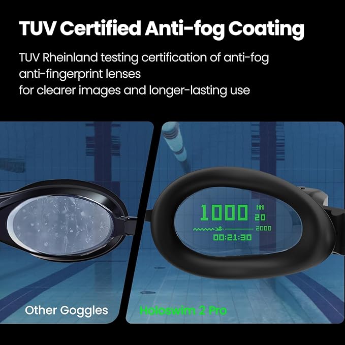 Holoswim Smart Swim 2 Pro Swimming Goggles, Real-time Display, AI Analysis, Pro Training, Nano Anti-Fog, Apple Garmin Support