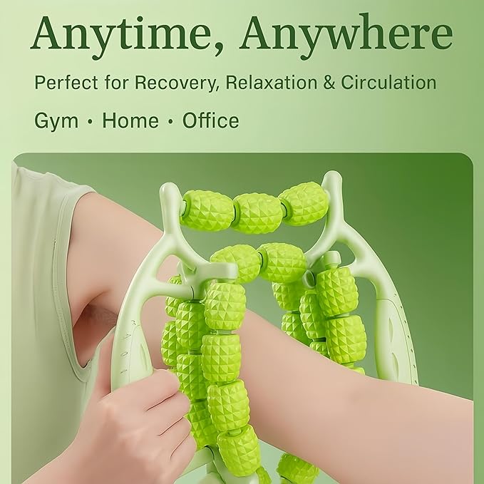 Deep Tissue Massage Roller for Legs Leg Massager Roller Thigh Massager PP 18-Wheel 9.45x10.24x4.33in Pink/Green for Home Fitness Muscle Recovery Men Women (12Wheels,Pink)