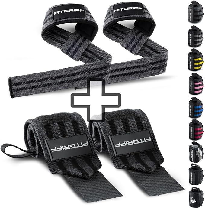 Fitgriff® Lifting Straps & Wrist Wraps (Bundle) Superior Support for Weightlifting & Gym Workouts - for Men and Women