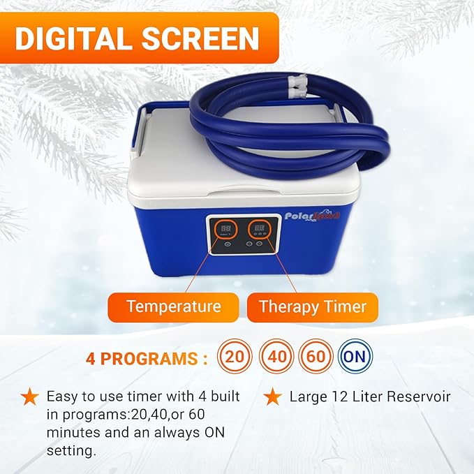 Cold Therapy Machine by Polar Sport - Ice Water Circulation System with Large Adjustable Cold Pad for Pain in The Knee, Shoulder, Ankle, Neck and Recovery After Surgery with Pump (Large)
