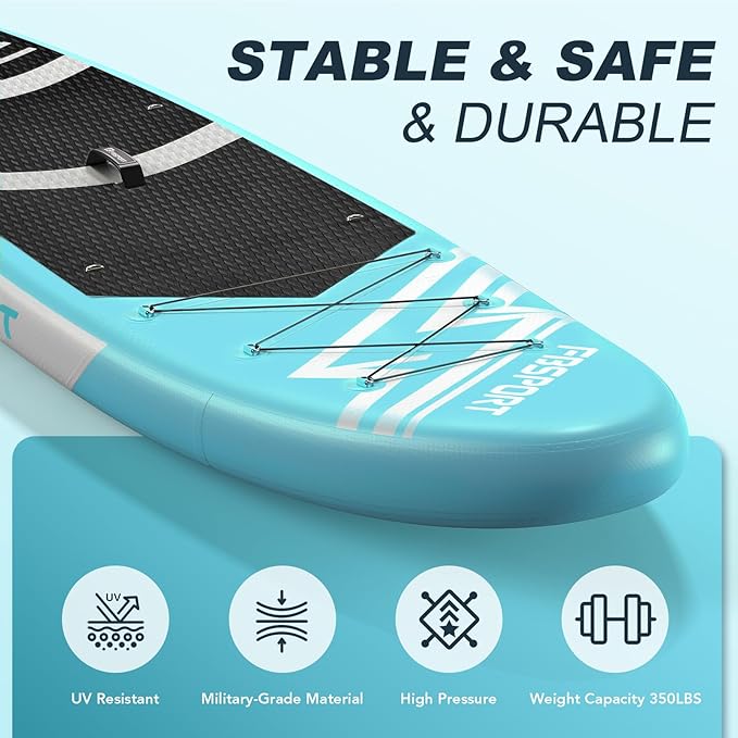 FBSPORT 11' Premium Stand Up Paddle Board, Yoga Board with Durable SUP Accessories & Carry Bag | Wide Stance, Surf Control, Non-Slip Deck, Leash, Paddle and Pump for Youth & Adult