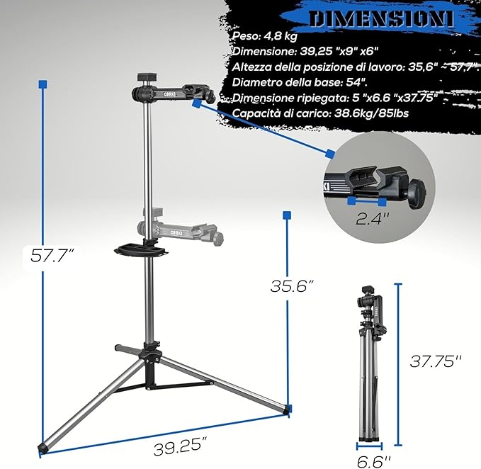 corki Cycles Bicycle Repair Stand Maintenance Work Stand - Max 38Kg or 83.8 lbs Home Portable Bike Mechanics Workstand