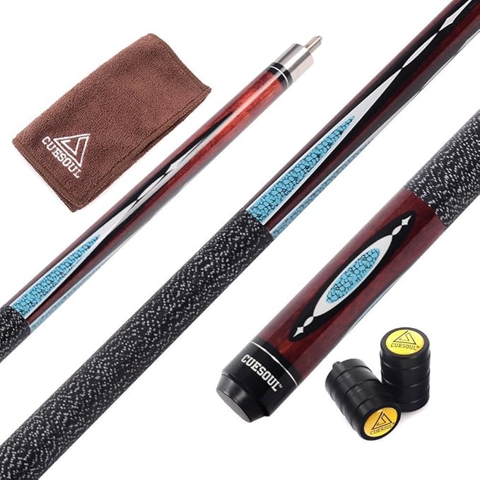 CUESOUL 58 Inch 19oz/20oz Maple Billiard Stick Pool Cue Set 11.5mm/13mm Tip[Weight Adjustable]