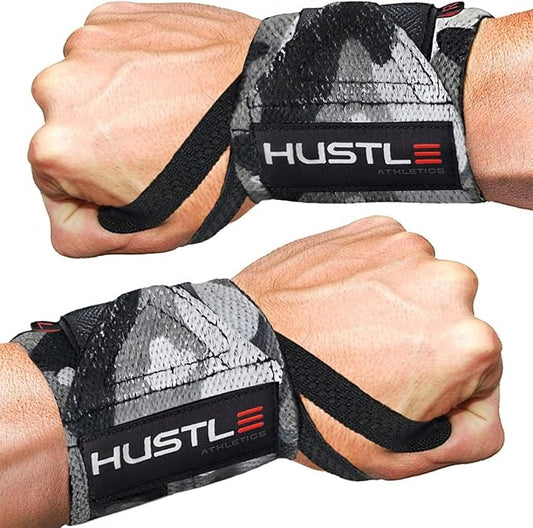 Hustle Athletics Wrist Wraps for Weightlifting – Max Wrist Support for Safe & Heavy Lifts, USPA Approved 18" & 12" Lengths, Thumb Loop Gym Straps for Powerlifting & Weight Lifting for Men and Women