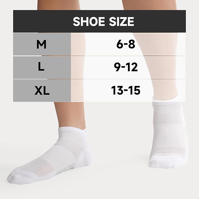 BAMBOO COOL Men's Ankle Socks Athletic Cushioned Moisture Wicking, Running Socks Arch Support Breathable, Heel Tab 8 Pack