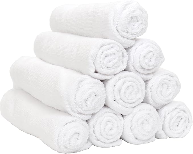 Arkwright Microfiber Gym Towel - Pack of 12 - Super Soft, Quick Dry Workout Sweat Towels, 300 GSM Lightweight & Absorbent for Sports, Working Out, Yoga, and Spa, 16 x 27 in, White
