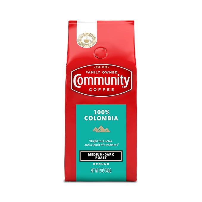 Community Coffee 100% Colombia 72 Ounce, Medium Dark Roast Ground Coffee, 12 Ounce (Pack of 6)