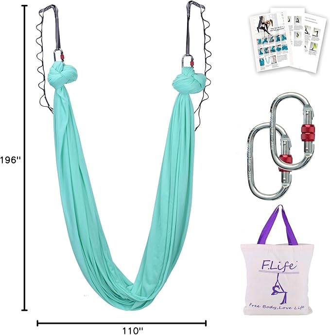 F.Life Aerial Silk Yoga Hammock & Swing for yoga Inversion,Strength training,starter hardware kit