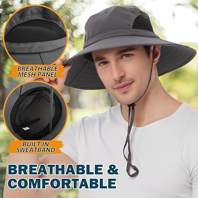 EINSKEY Wide Brim Sun Hat, UPF 50+ UV Protection Waterproof Packable Bucket Hat for Men & Women, Fishing Hiking Beach Garden