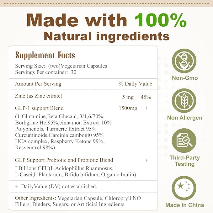 GLP-1 Hunger & Metabolism Support Supplement|Formulated to Support GLP-1 Naturally|Probiotic and Prebiotic(60 Capsule | 30 Day Supply)