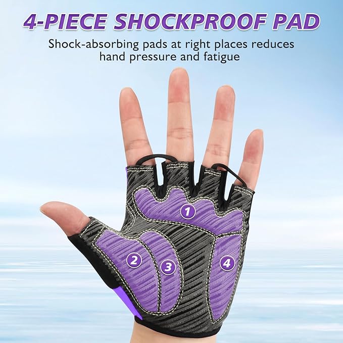 Cycling Gloves with Shock-Absorbing Pad, Extra Grip, Flexible Fit, Light Weight, Breathable for Men and Women Mountain Biking